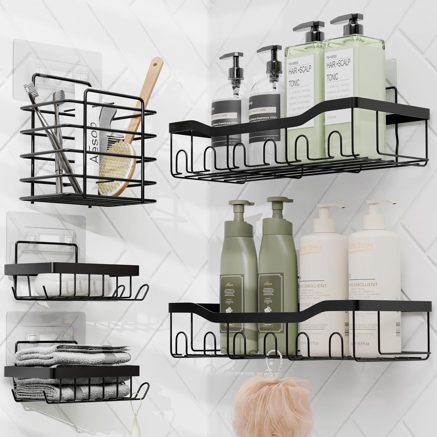 Grey and Bamboo 25-Piece Bathroom Accessory Set with Shower Caddy