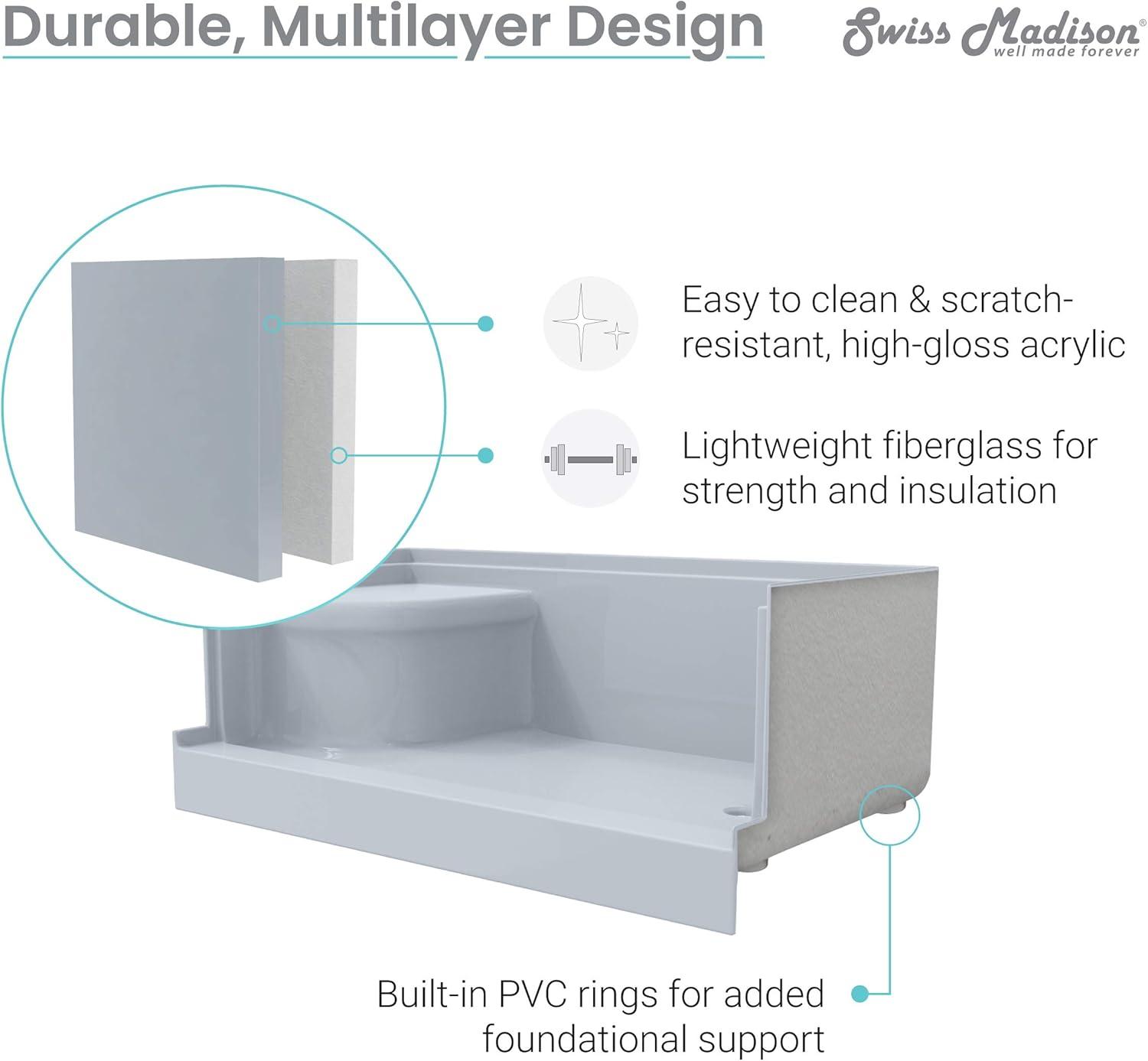 Aquatique 60" x 32" Single Threshold Shower Base