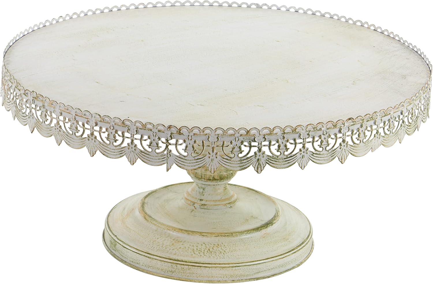 White Lace Inspired Ceramic Pedestal Cake Stand, 22"