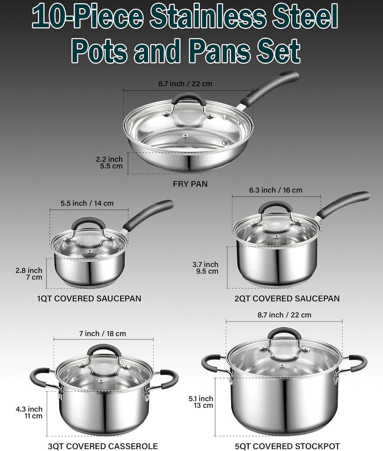 Cook N Home Cook N Home 10 Piece Stainless Steel Cookware Set