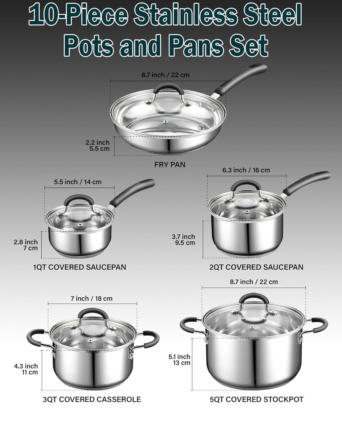 Cook N Home Cook N Home 10 Piece Stainless Steel Cookware Set