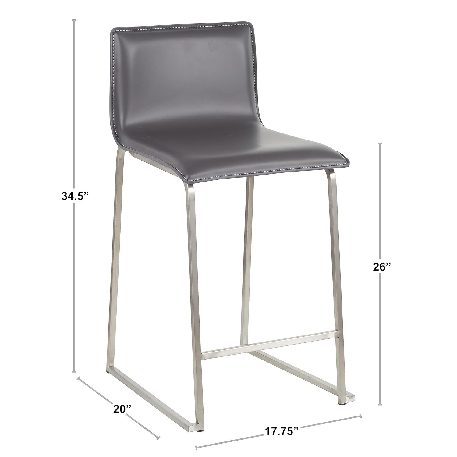 Set of 2 Mara Counter Height Barstools Gold/Gray - LumiSource: Modern Faux Leather, Metal Base, Footrest