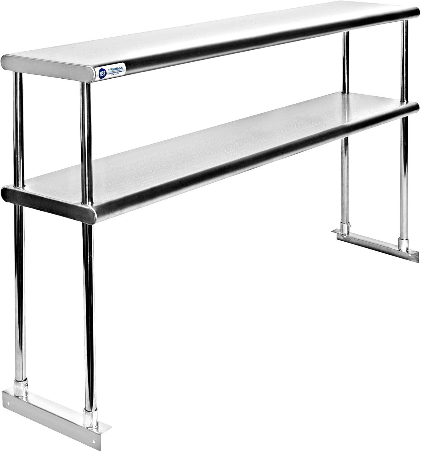 30" D x 34.5" H Stainless Steel Prep Station with Undershelf and Double Overshelf