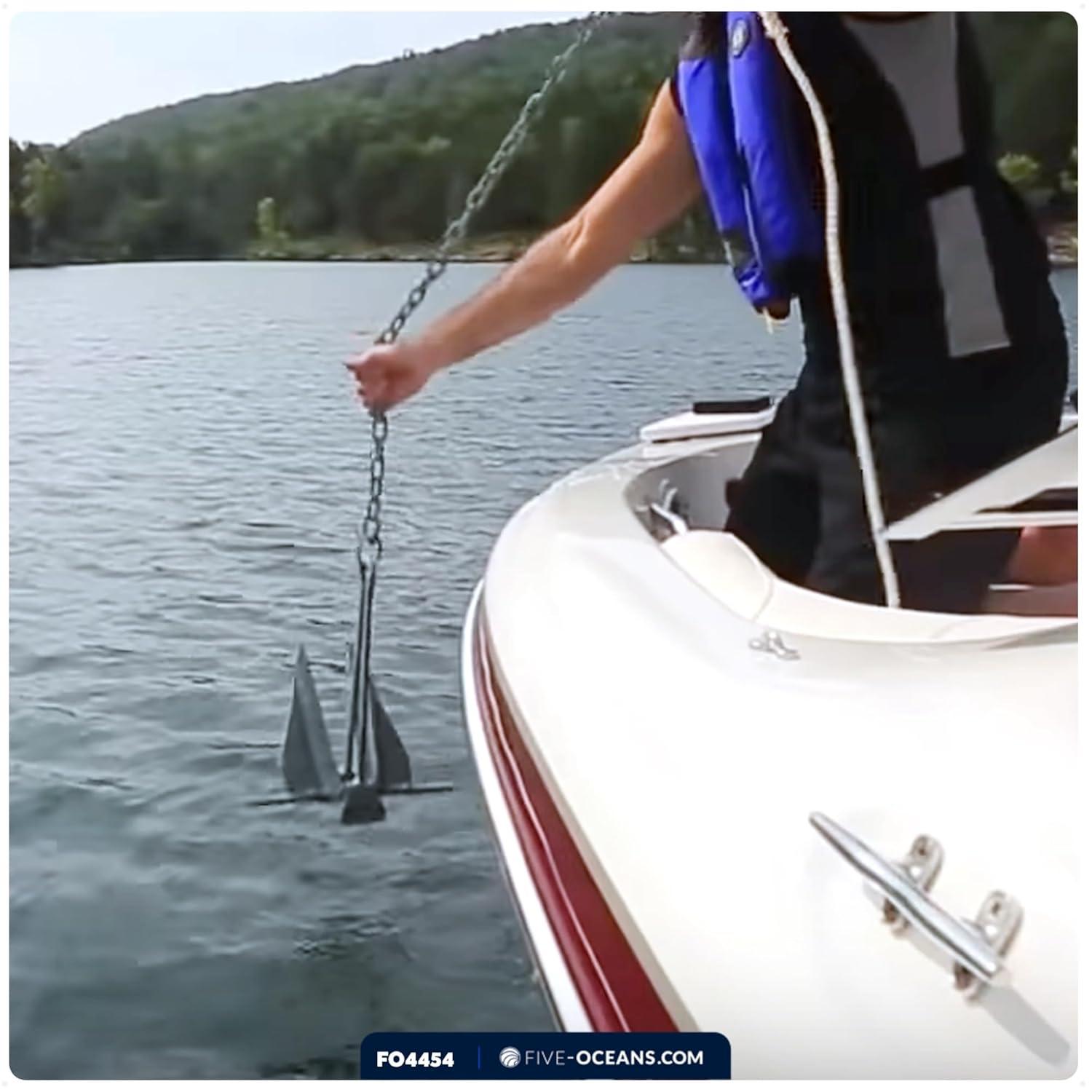 Five Oceans Boat Anchor - Fluke Anchor, 3 Lb, Galvanized Steel Slip Ring Boat Anchor, Boat Anchors, Small Boat Anchor for Kayak, Dinghies Personal Watercraft Paddleboards Canoes Small Boats - FO4554