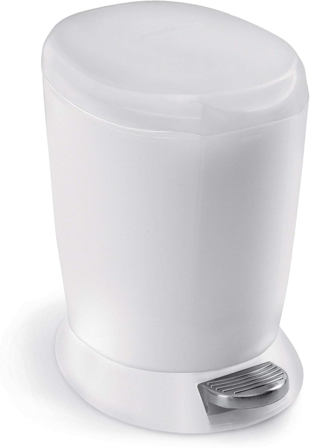 simplehuman 6 Liter / 1.6 Gallon Small Compact Round Bathroom Step Trash Can, Plastic