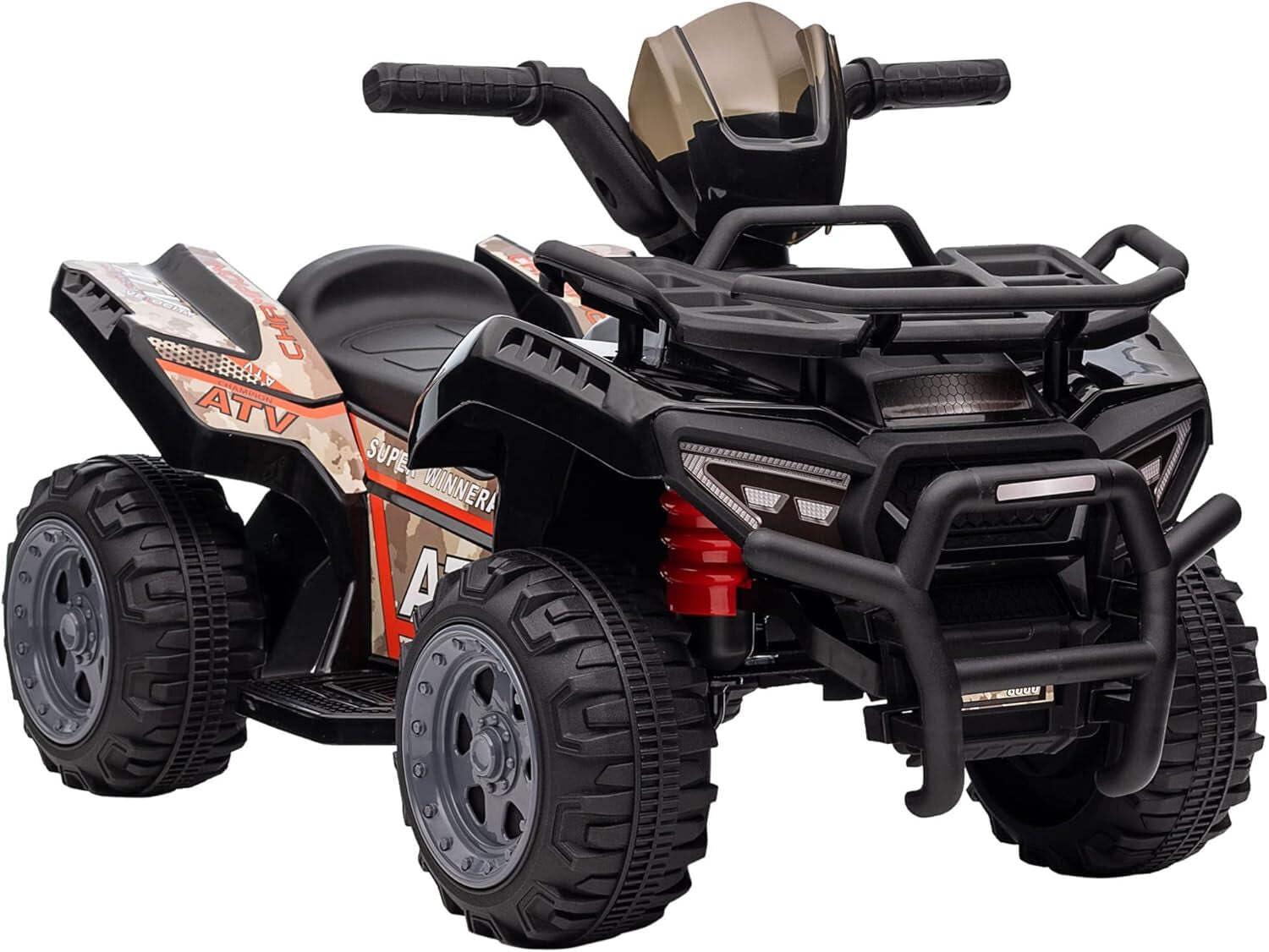 Aosom Kids Ride-on ATV Four Wheeler Car with Music, 6V Battery Powered Motorcycle for 18-36 Months, Black