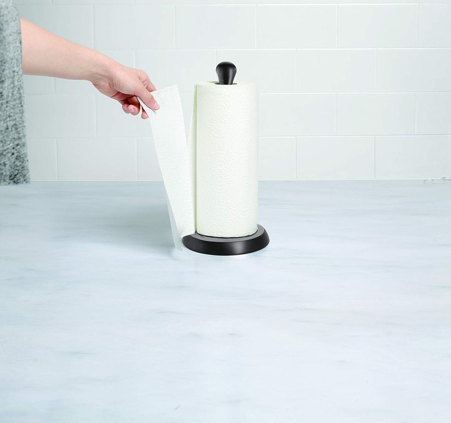 Umbra Tug Paper Towel Holder with Weighted Base, 13.5 Inch, Black