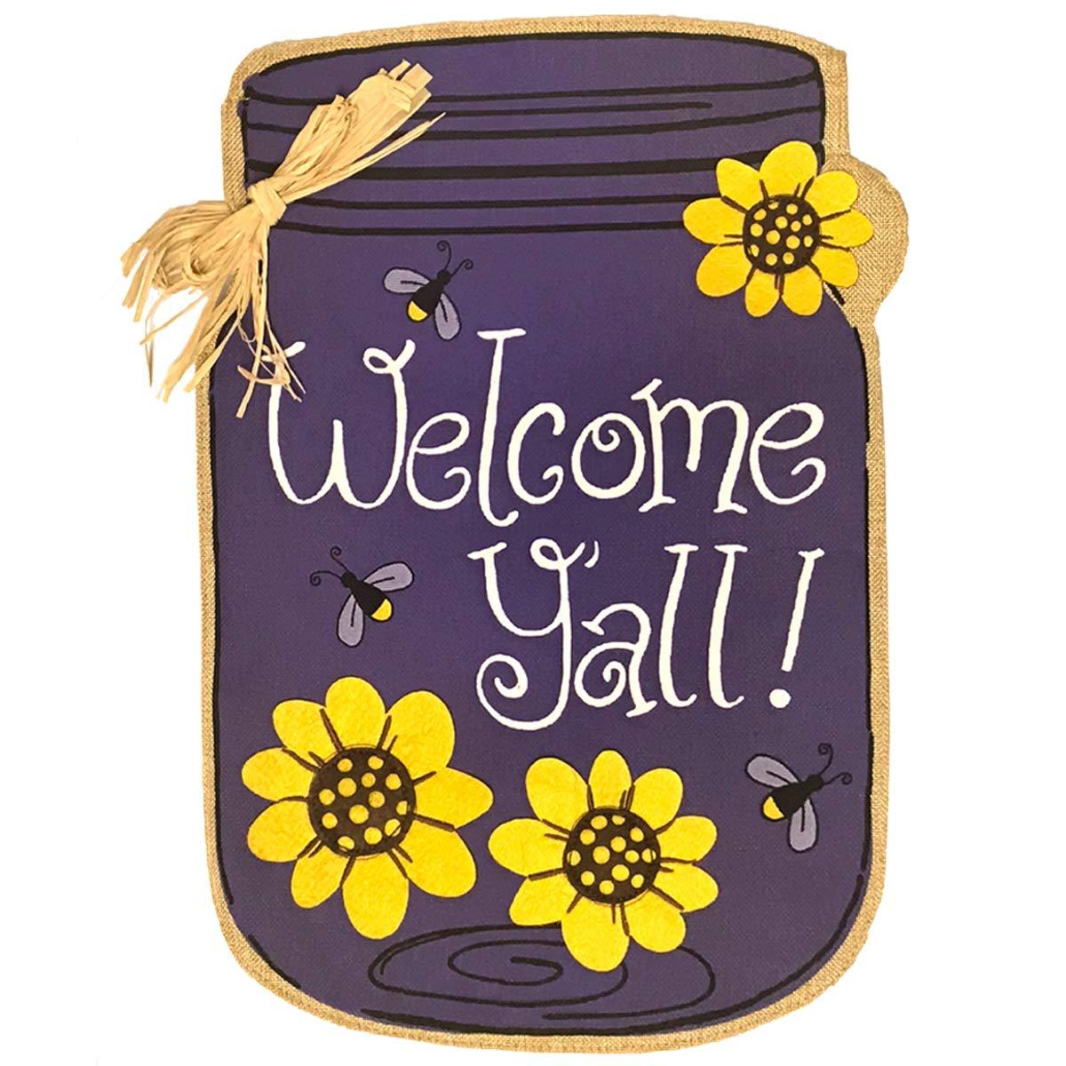 Briarwood Lane Welcome Y'all Jar Burlap Spring Garden Flag