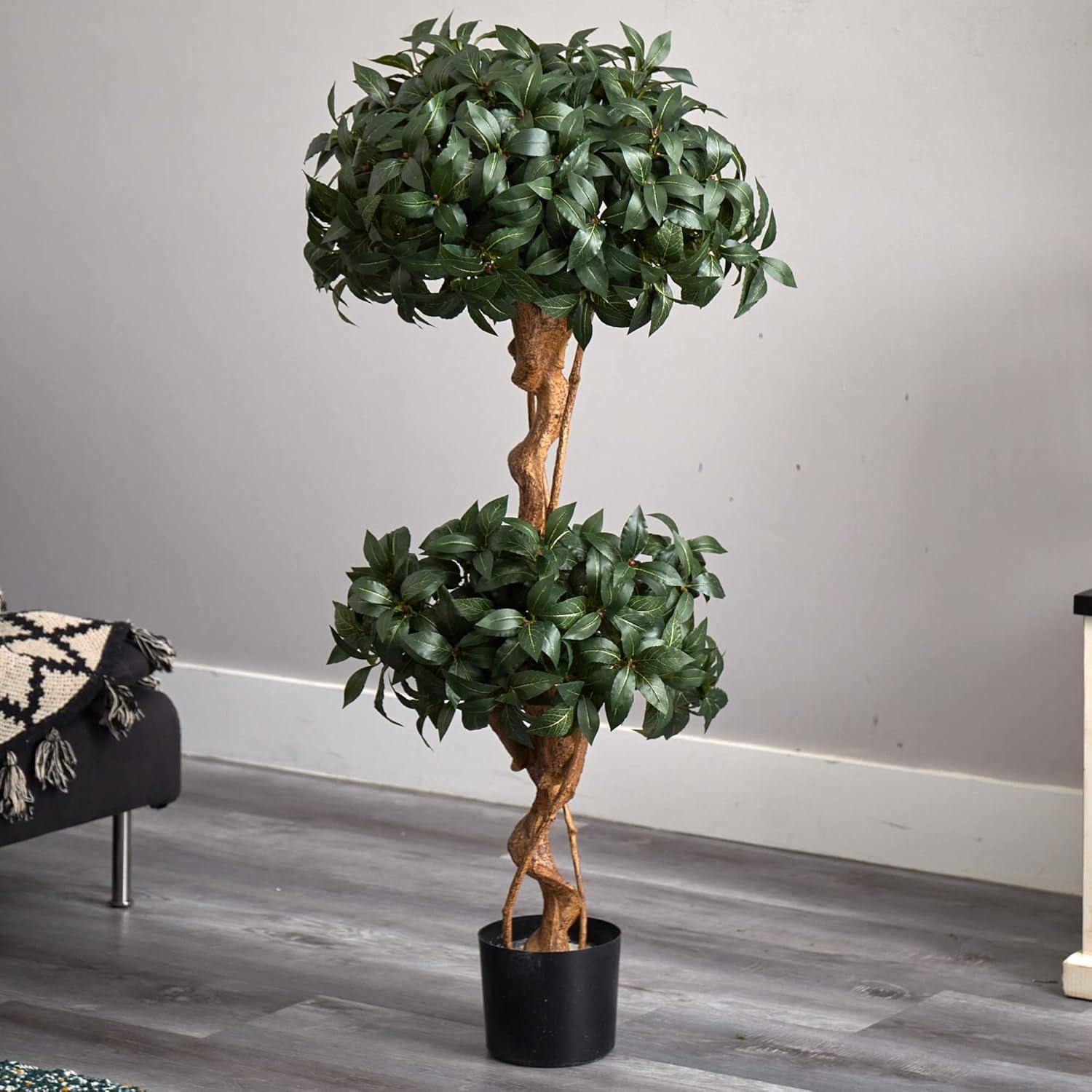 4' Sweet Bay Double Ball Topiary Silk Tree