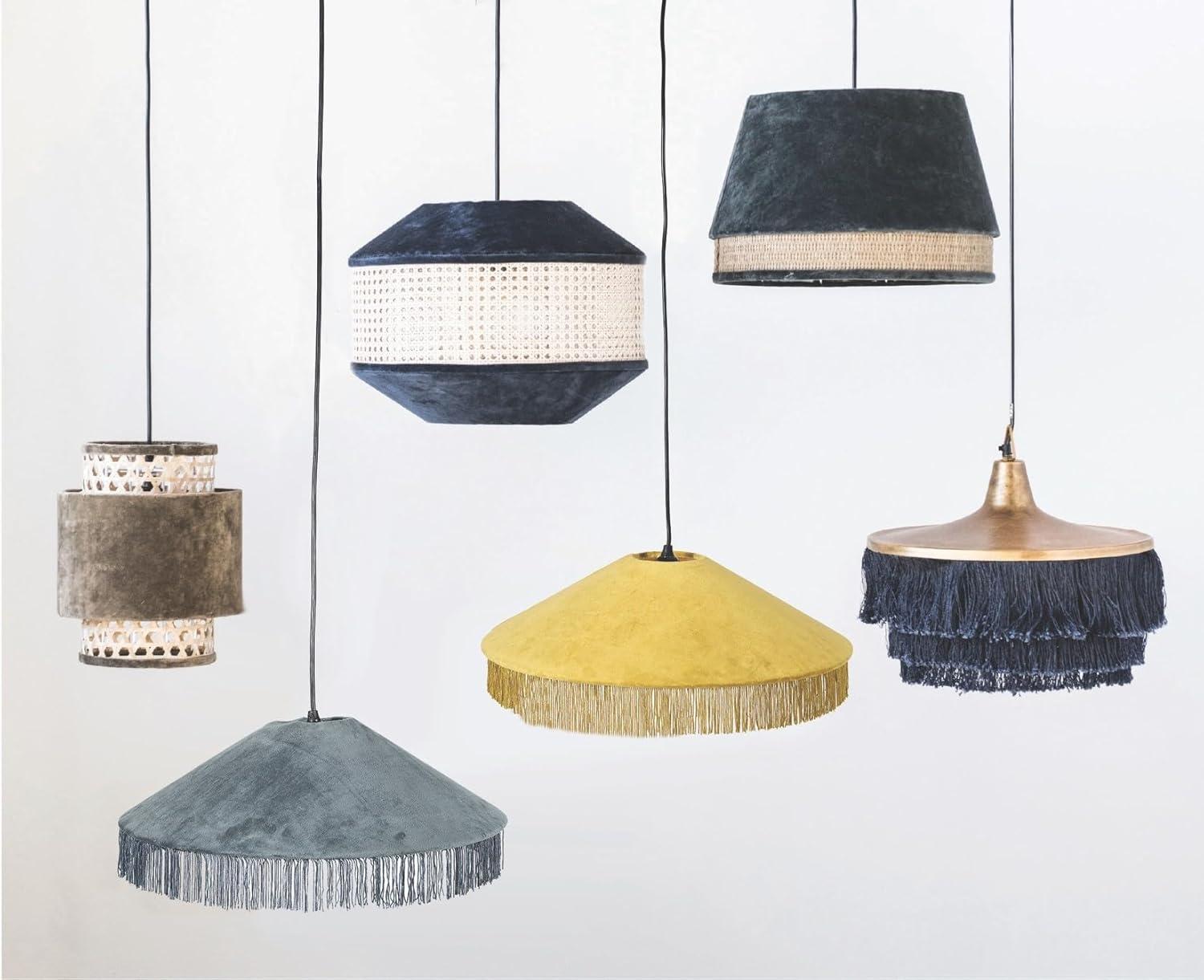 Creative Co-Op Creative Co-Op Modern Boho Metal Ceiling Light with Fringe, Charcoal