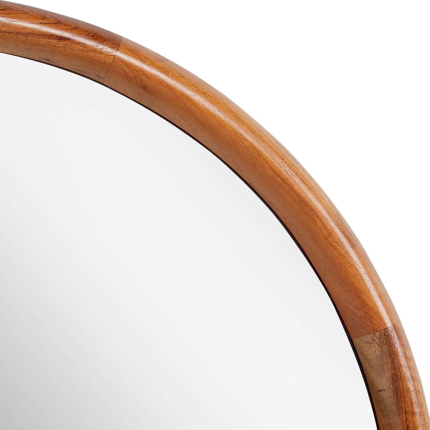 Novak 24" Teak Wood Framed Circular Bathroom Mirror