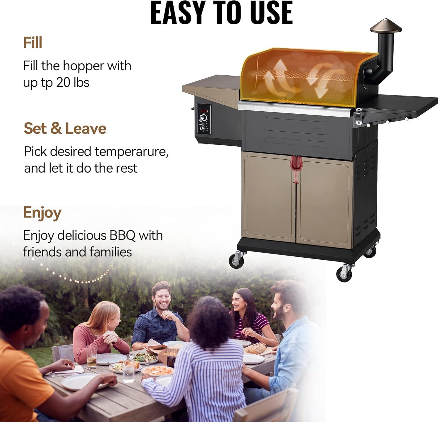 Z GRILLS Upgraded Wood Pellet Grill with PID Controller, 8-in-1, 572 sq in Cooking Area