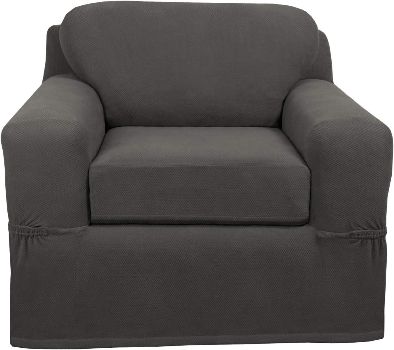 Maytex  Stretch Pixel Chair 2 Piece Furniture / Slipcover Charcoal 42-43" wide, 38"deep, 34" high