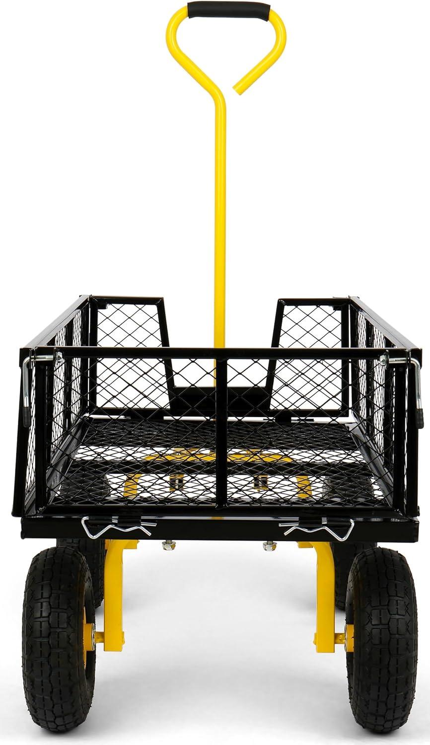 Simpli-Magic Yard Cart 1100-lb Capacity Moving Cart with Wheels & Removable Mesh Sides