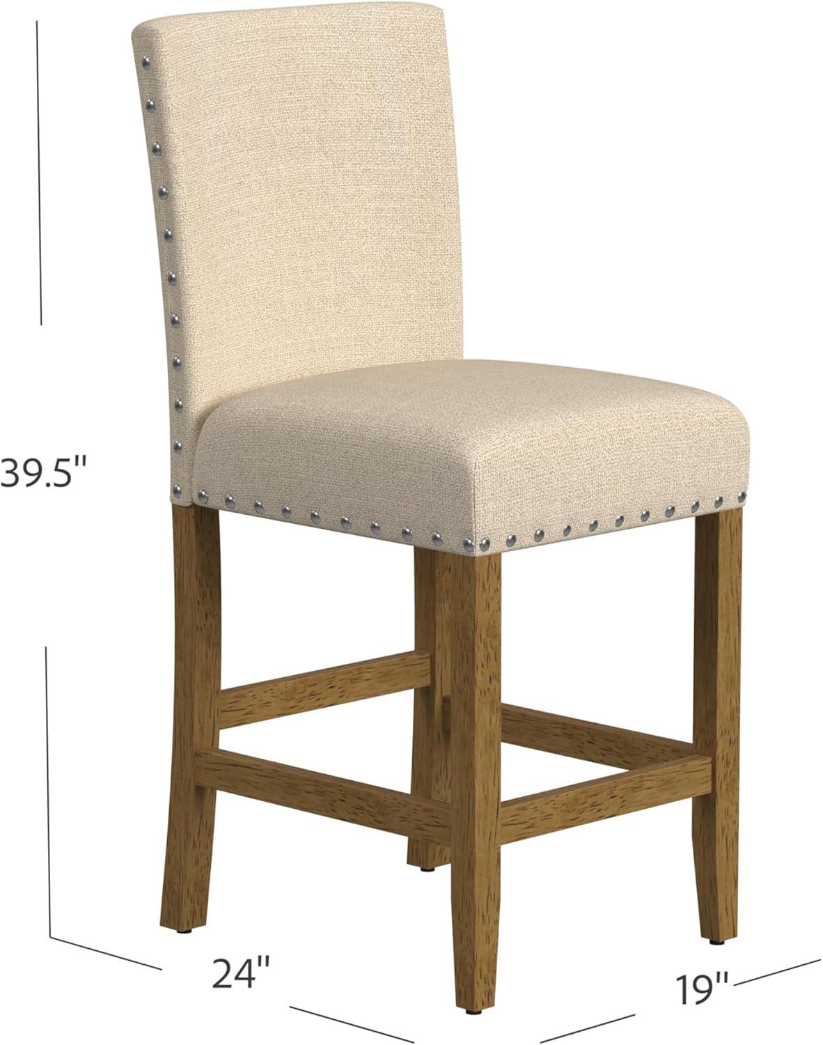 24" Upholstered Counter Height Barstool with Nailheads - HomePop