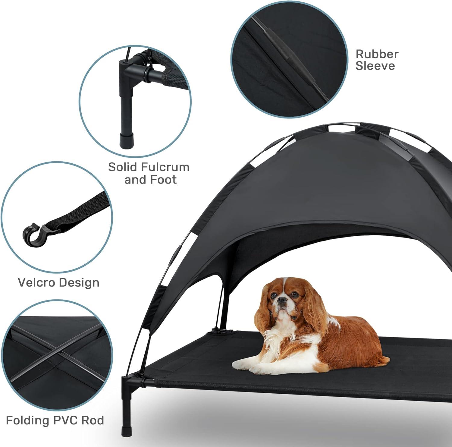 Tucker Murphy Pet™ Elevated Dog Bed With Canopy, Outdoor Dog Cot With Removable Canopy Shade Tent, Raised Pet Cot