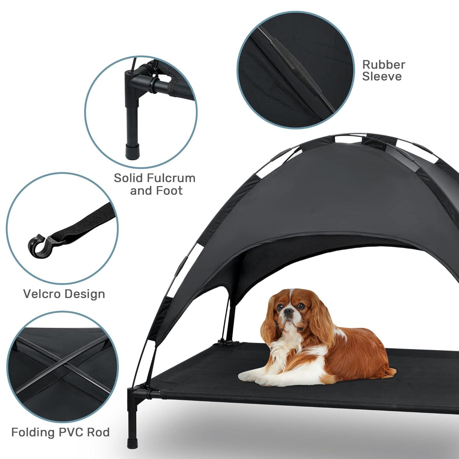Tucker Murphy Pet™ Elevated Dog Bed With Canopy, Outdoor Dog Cot With Removable Canopy Shade Tent, Raised Pet Cot