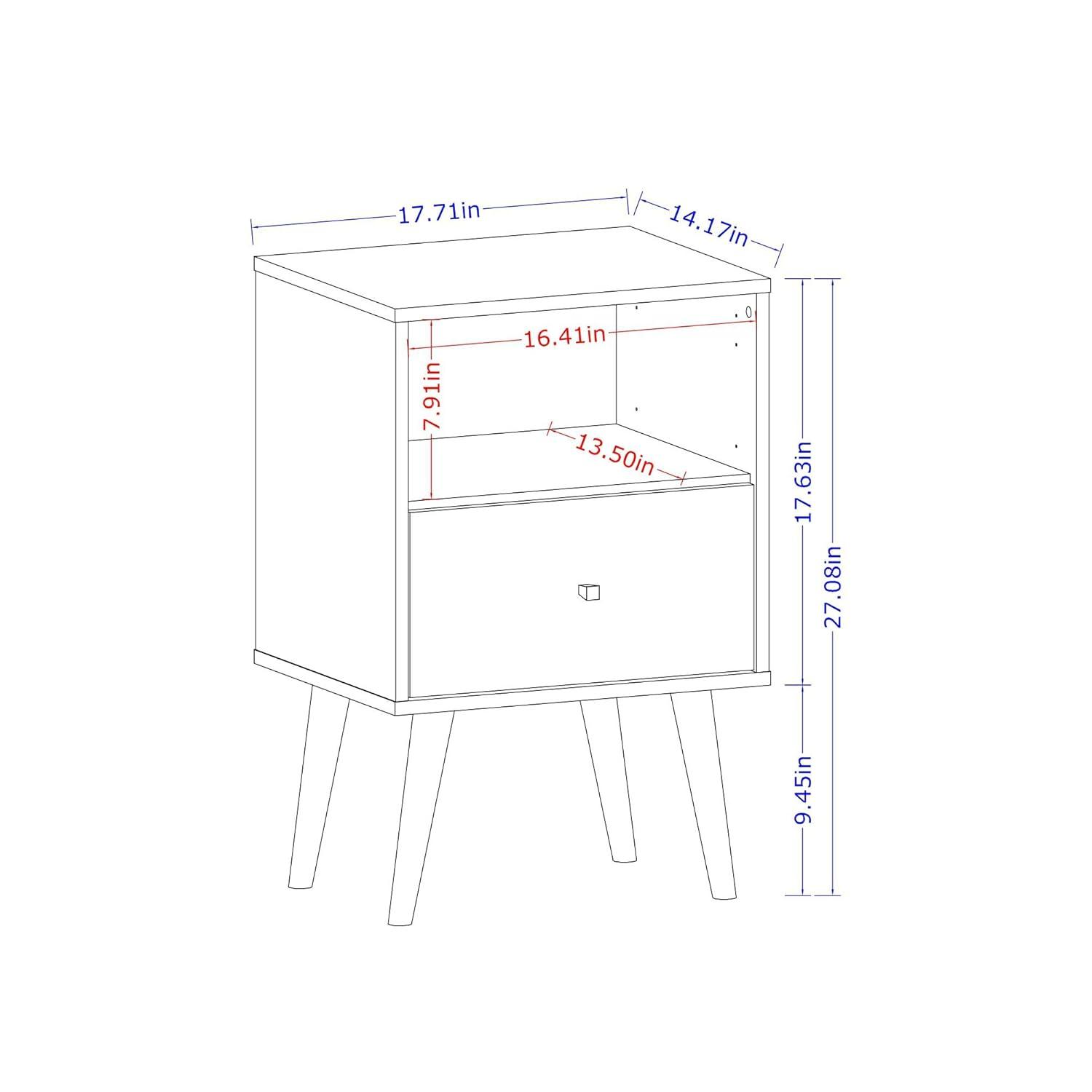 Liberty 1.0 Mid Century Modern Nightstand Rustic Brown/Yellow - Manhattan Comfort