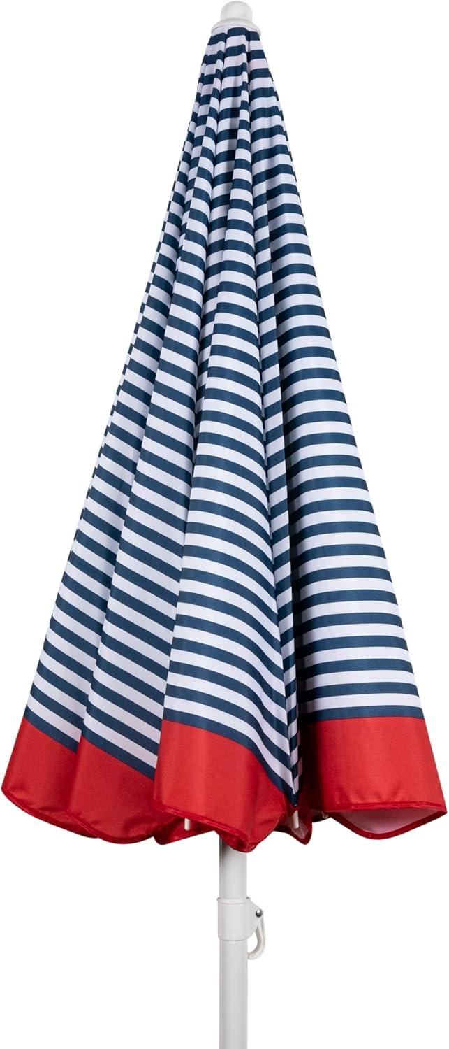 Picnic Time 5.5' Beach Compact Umbrella - Blue Pinstripe Pattern