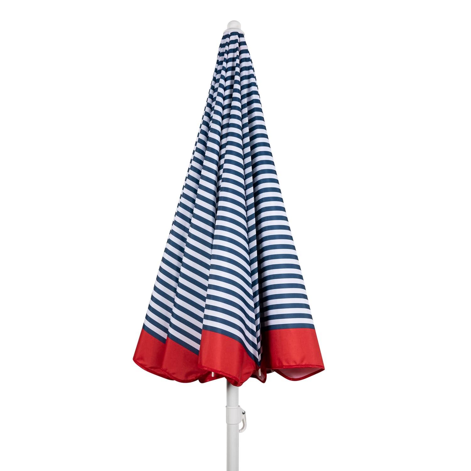 Picnic Time 5.5' Beach Compact Umbrella - Blue Pinstripe Pattern