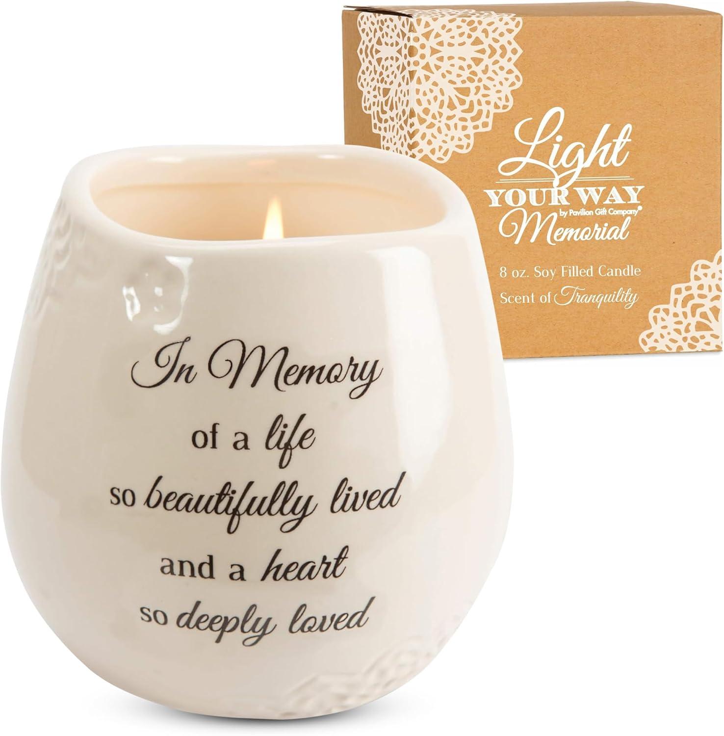 In Memory White Ceramic Soy Wax Memorial Candle