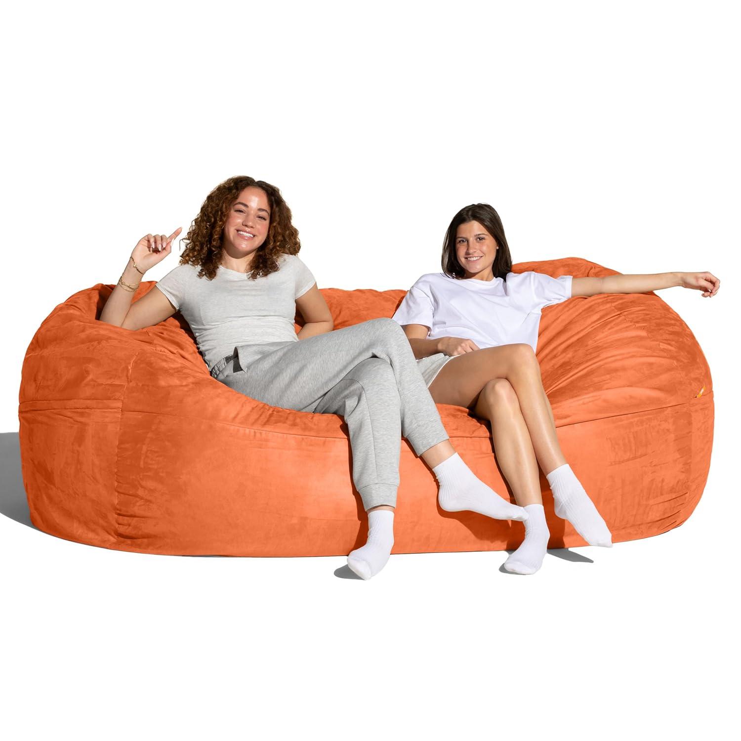 Jaxx 7 Foot Giant Bean Bag Sofa, Mandarin