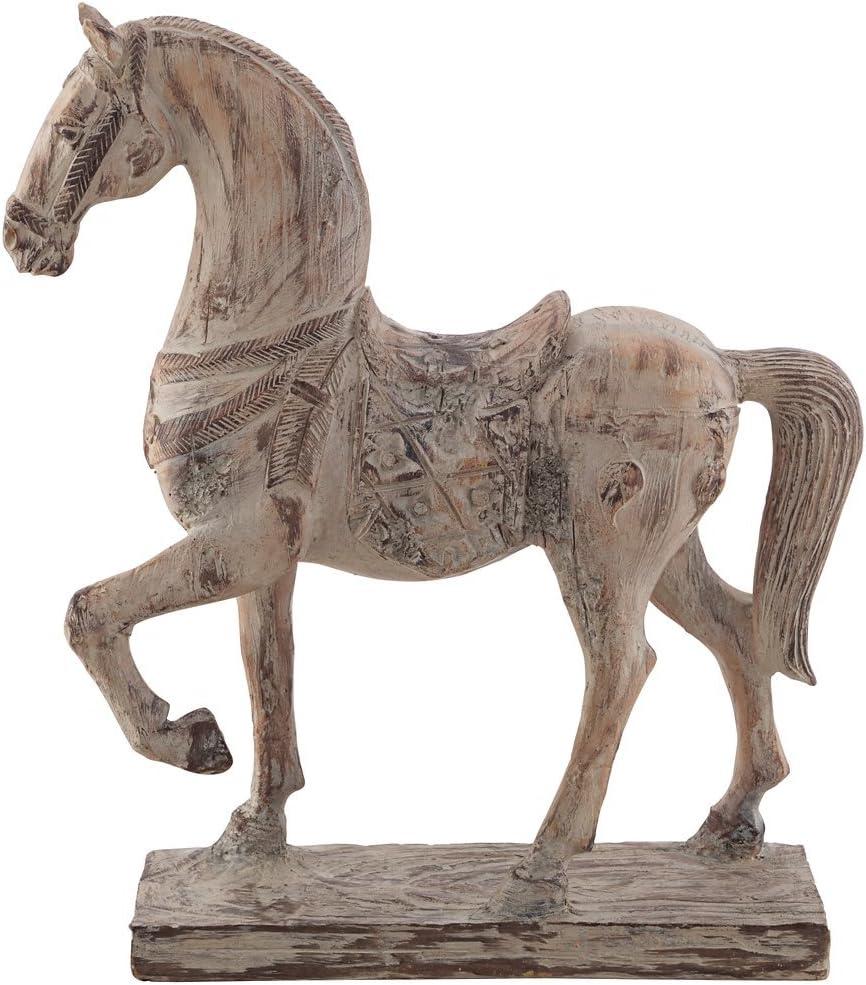 Rustic Gray Resin Horse Statue with Pattern Embellishment