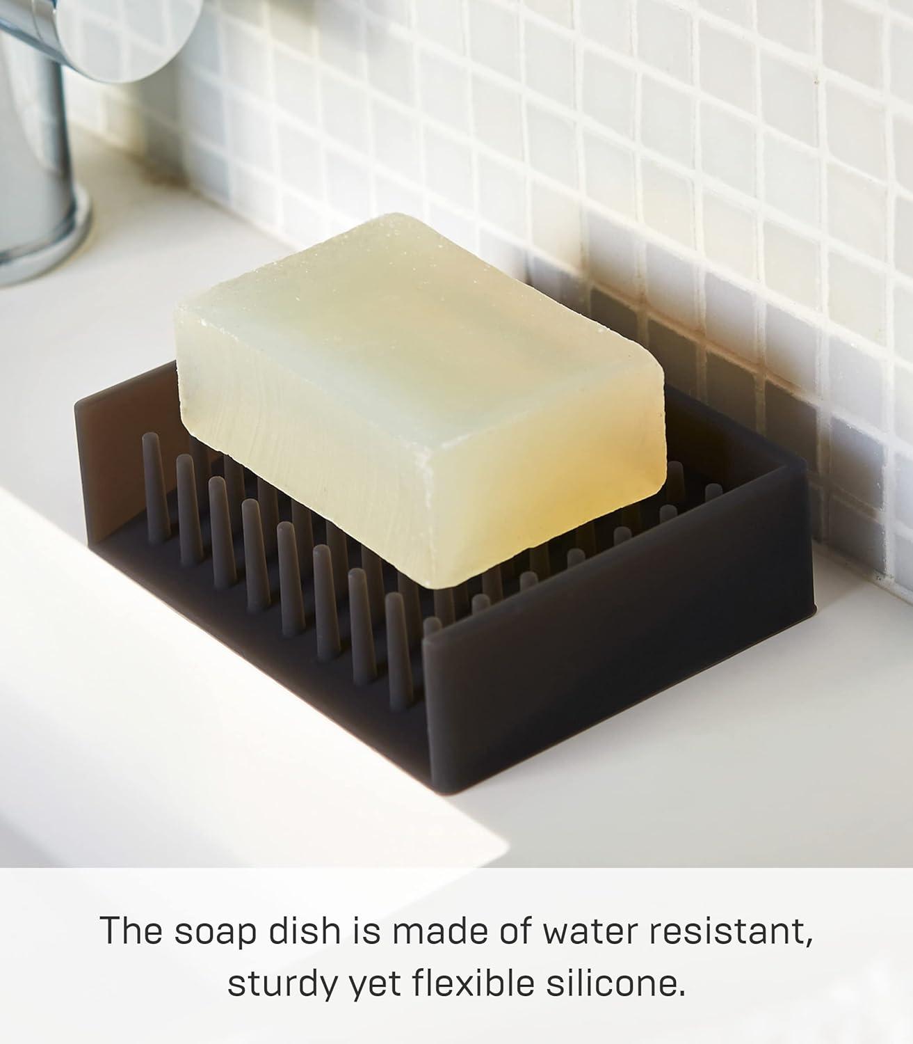 Black Silicone Self-Draining Soap Tray with Spikes