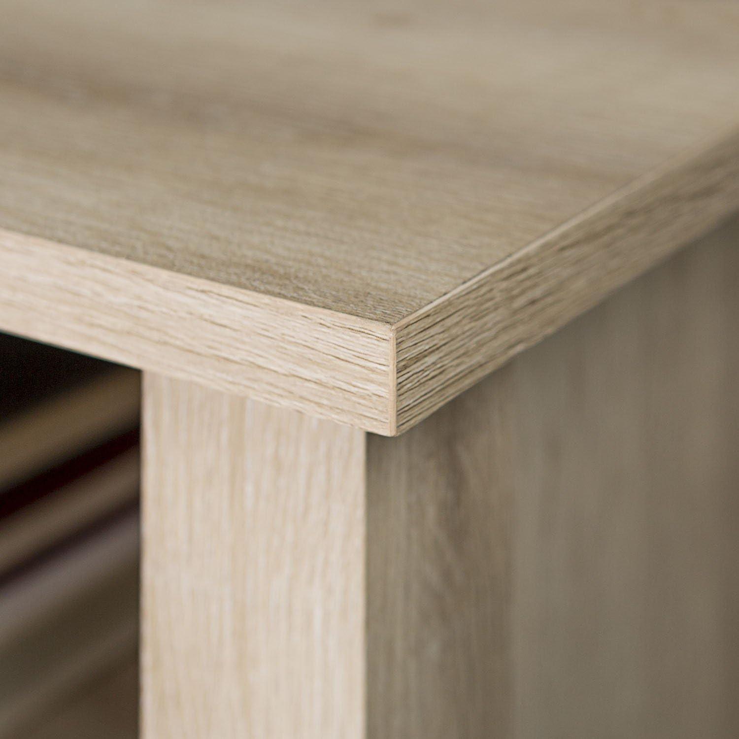 Walker Edison Glenwood Rustic Farmhouse Glass Door Highboy Fireplace TV Stand for TVs up to 65 Inches, 58 Inch, White Oak