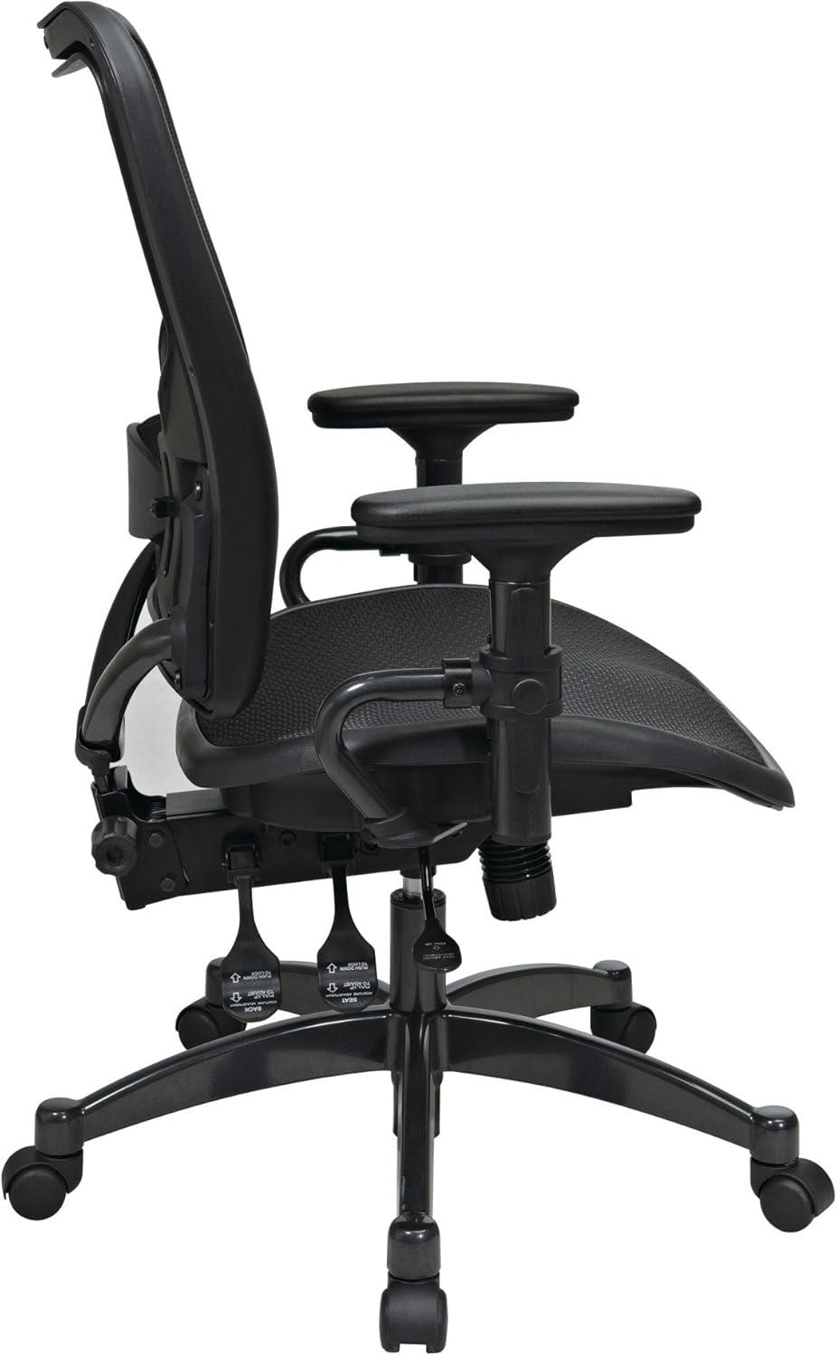 Black Mesh and Leather Ergonomic Swivel Task Chair