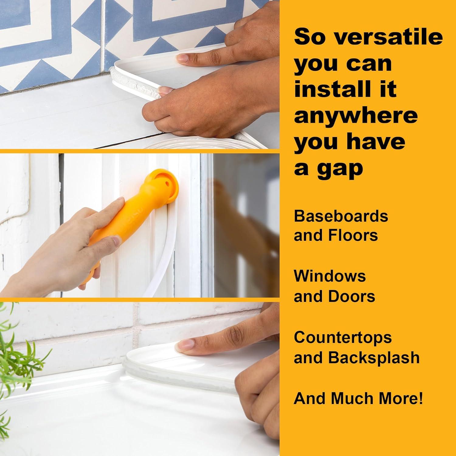 1/2 in. x 10 ft. White PVC Inside Corner Self-adhesive Flexible Caulk and Trim Molding (2-Pack)