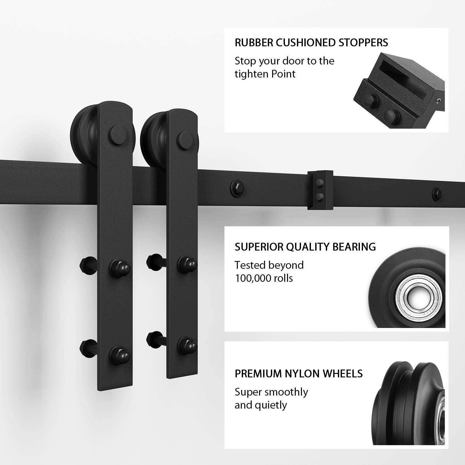 MARLIN MANUFACTURING COMPANY, INCORPORATED 6FT Sliding Barn Door Hardware Kit For Single Wood Door, Smoothly And Quietly, Easy To Install Fit 35" Wide And 1.18"-1.96" Thickness Door Panel, Includes Installation Instruction