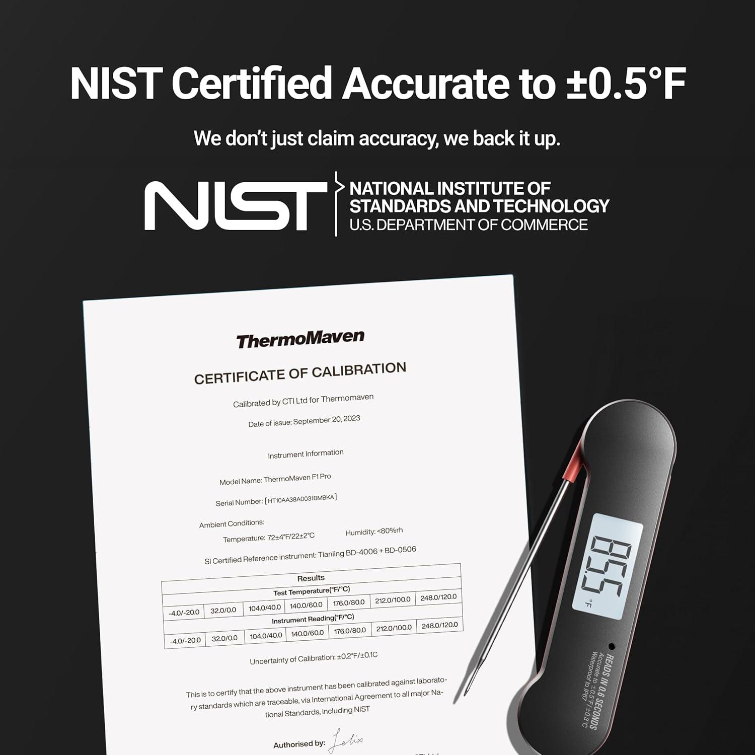 ThermoMaven 0.6S Instant Read Meat Thermometer, Professional Digital Food Cooking Thermometer with High Accuracy(±0.5°F), Backlit, Waterproof for Candy, Grill, BBQ, Oven, Kitchen