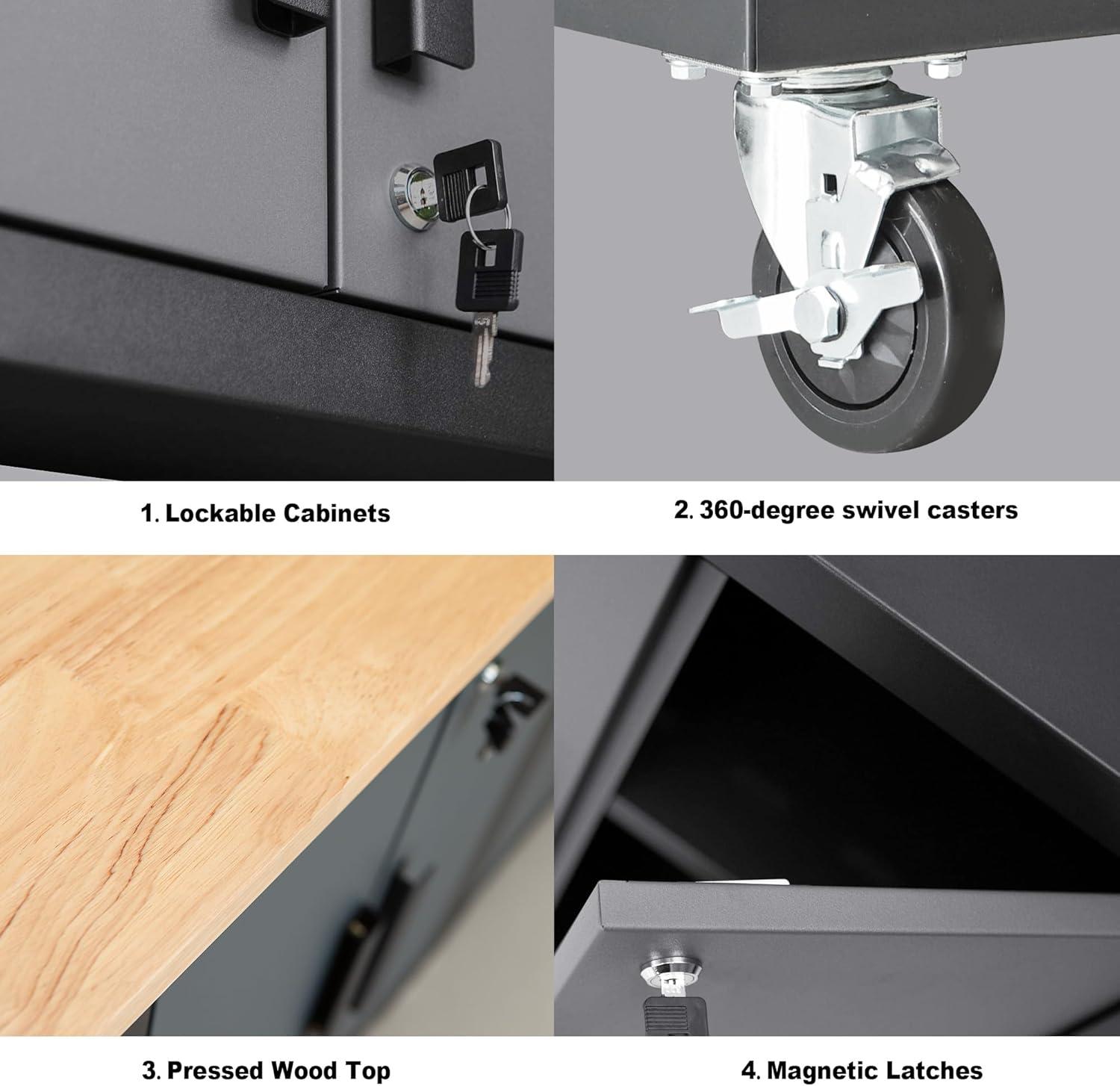 WFX Utility™ WFX Utility™ 6pcs Garage Cabinets And Storage System Set With Pegboard & Rubber Wood Worktop