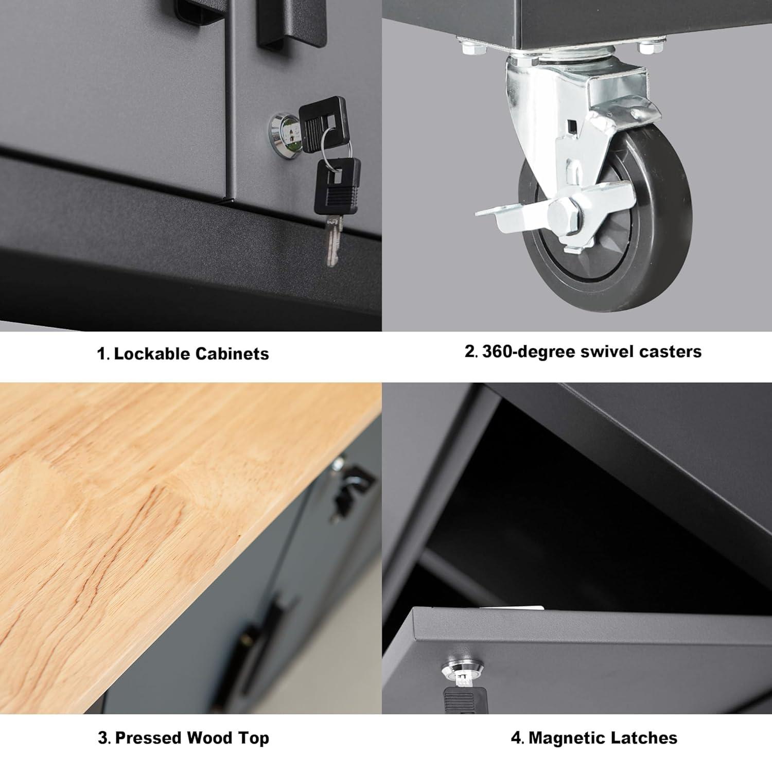 WFX Utility™ WFX Utility™ 6pcs Garage Cabinets And Storage System Set With Pegboard & Rubber Wood Worktop