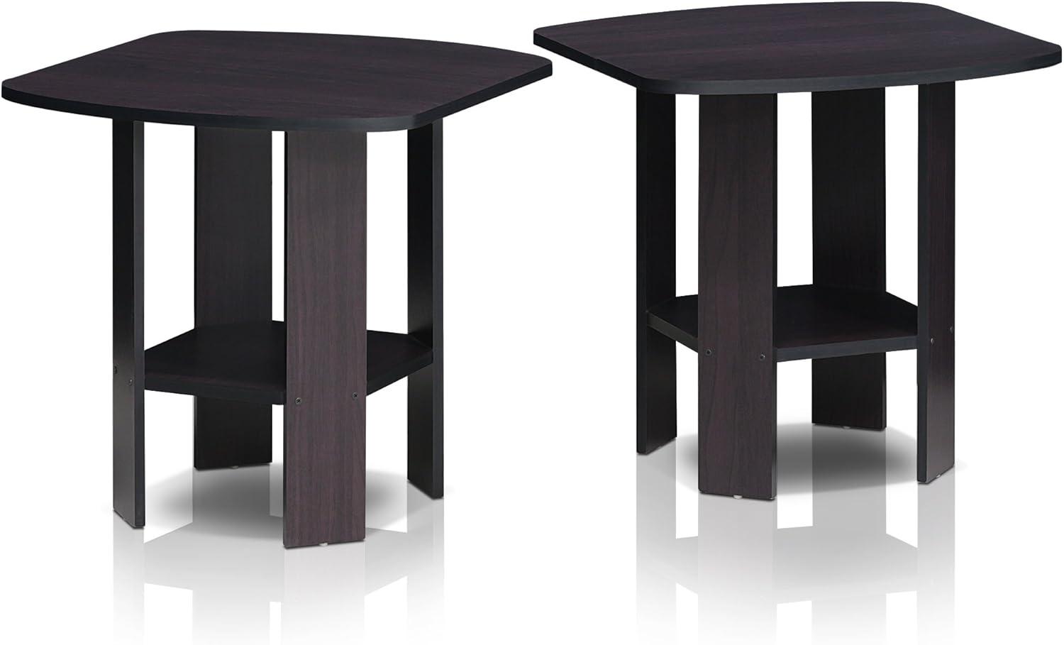 Furinno Simple Design End/SideTable, Dark Walnut, Set of 2