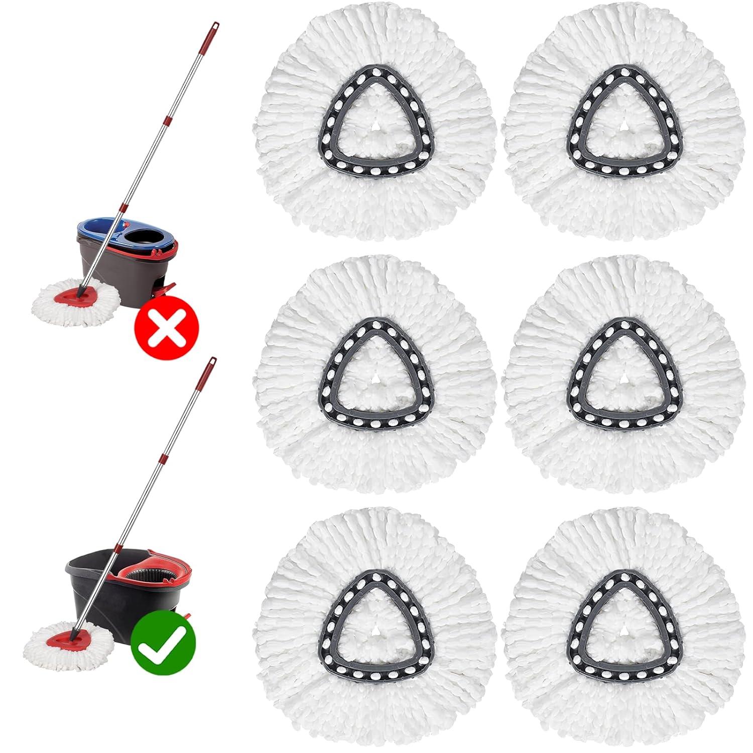 6 Pack Spin Mop Refill - Replacement Head Compatible with O cedar, Microfiber Spin Mop Refills,clean the floor. Easy Floor Cleaning Mop Head Replacement - Bonison