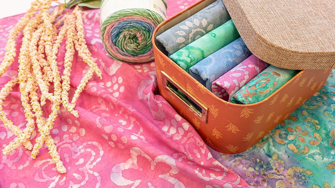 SINGER Fabric Batik 100% Cotton Print Cadet Blue Sunflower, 42 inch, Cut by the Yard