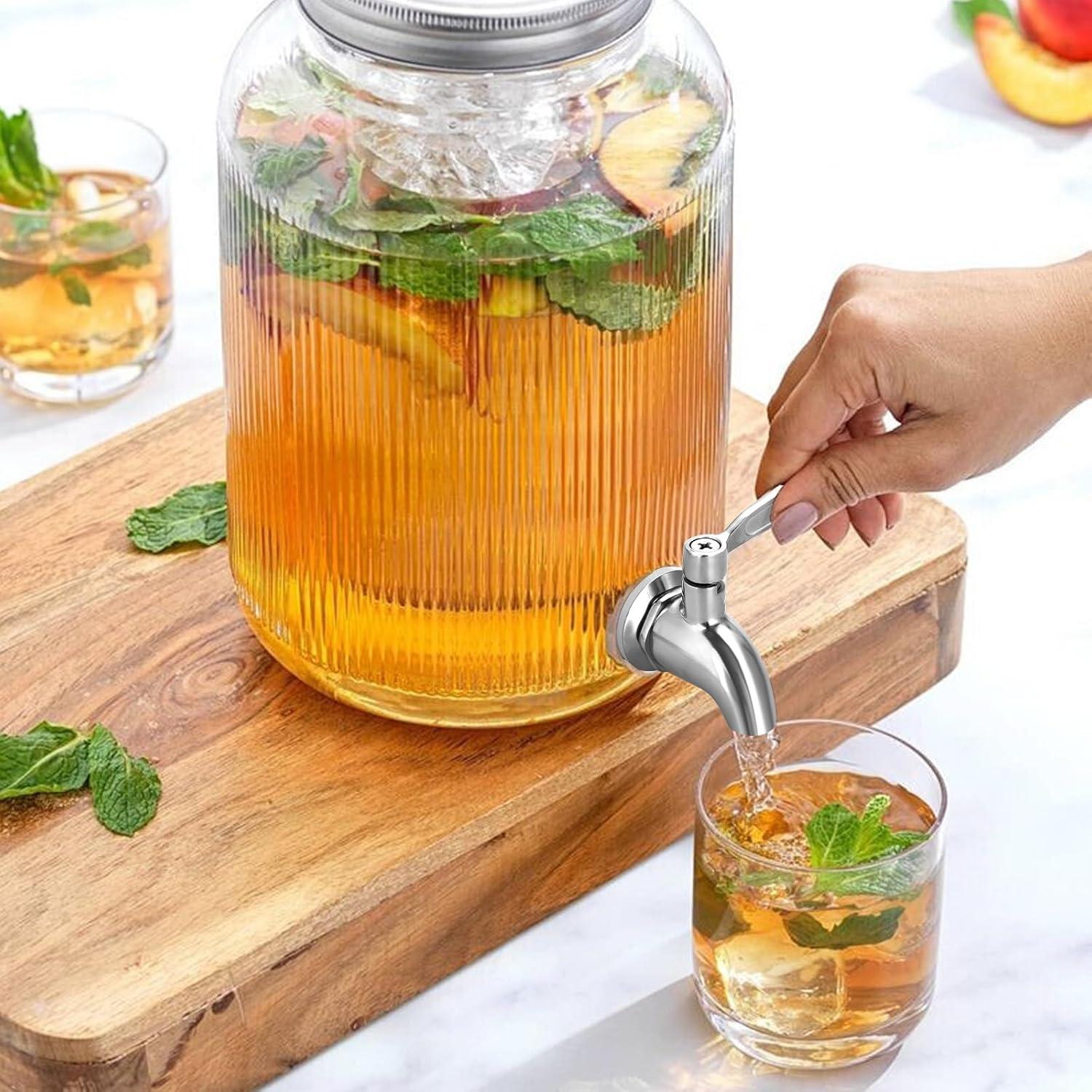 Polished Stainless Steel Beverage Dispenser Replacement Spigot Set