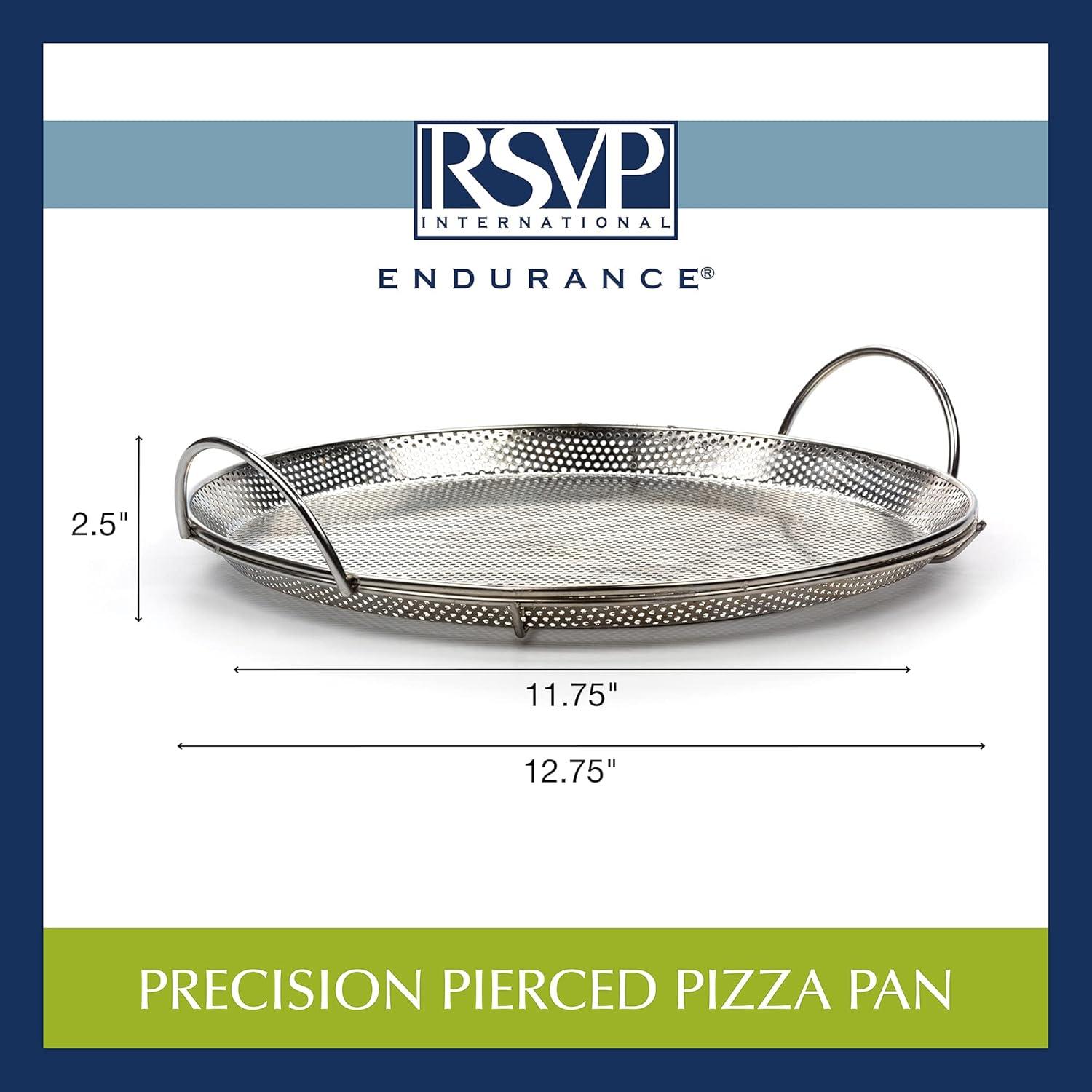 Stainless Steel Perforated Pizza Crisper Pan with Handles