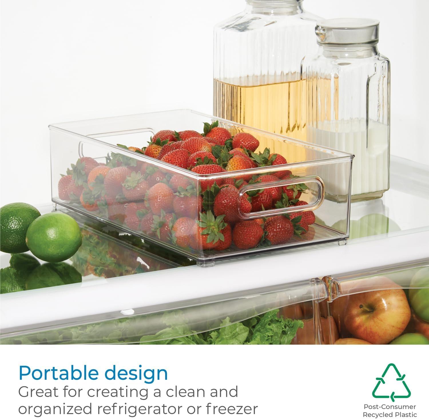 iDesign, Refrigerator, Freezer, and Pantry Storage Bins, Clear, 2 Pack, Recycled Plastic