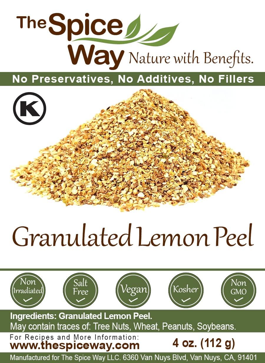 The Spice Way Lemon Peel Granules-European Middle Eastern Asian and American Cuisine-All Natural-4oz