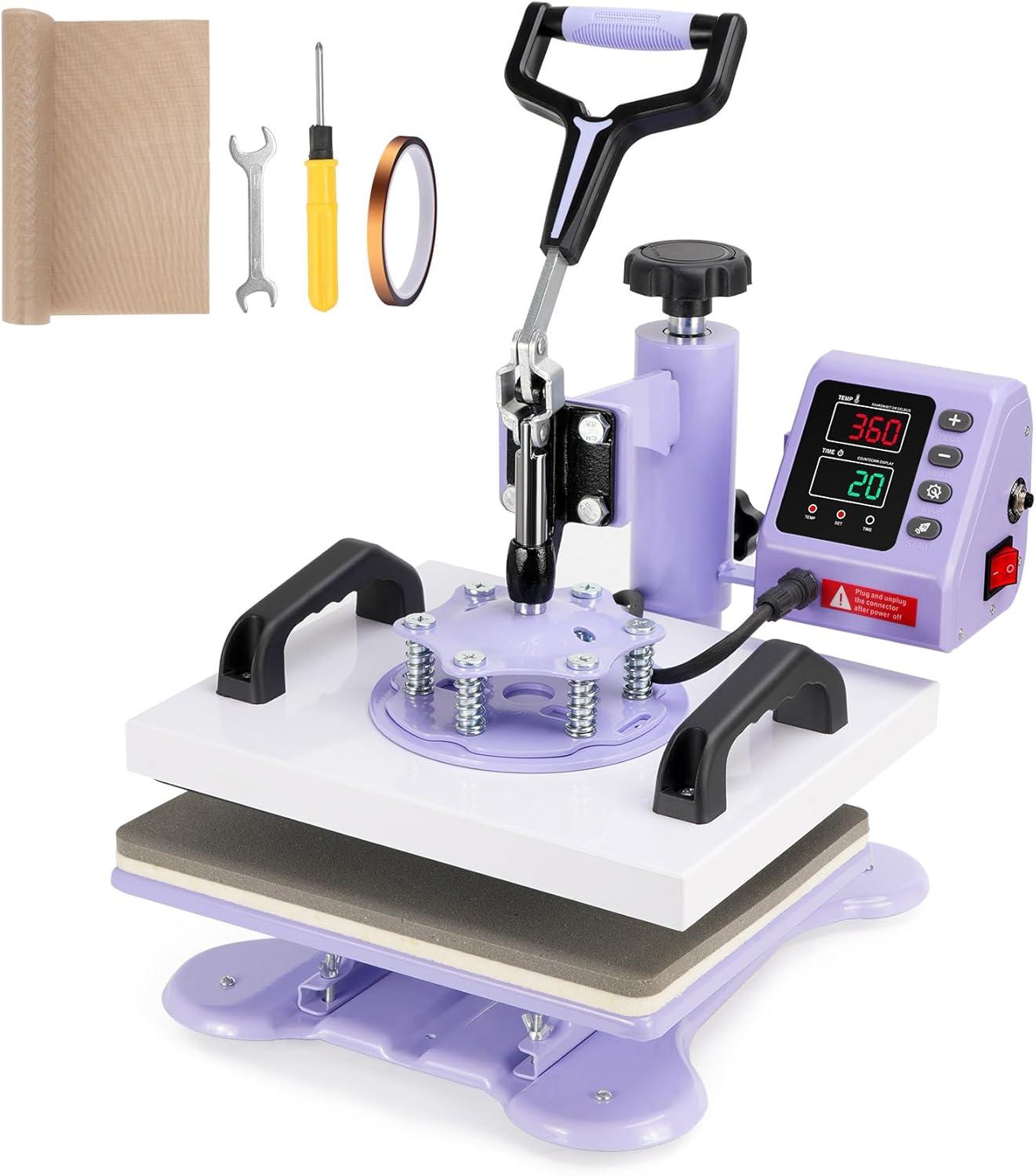 Purple 12x10 Inch Swing Away Heat Press Machine