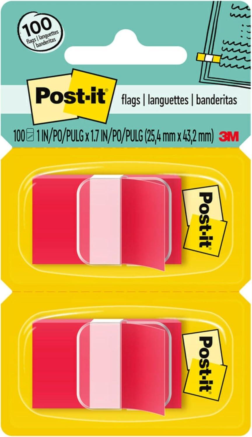 Red Removable Index Flags with Pop-up Dispenser, 100 Sheets