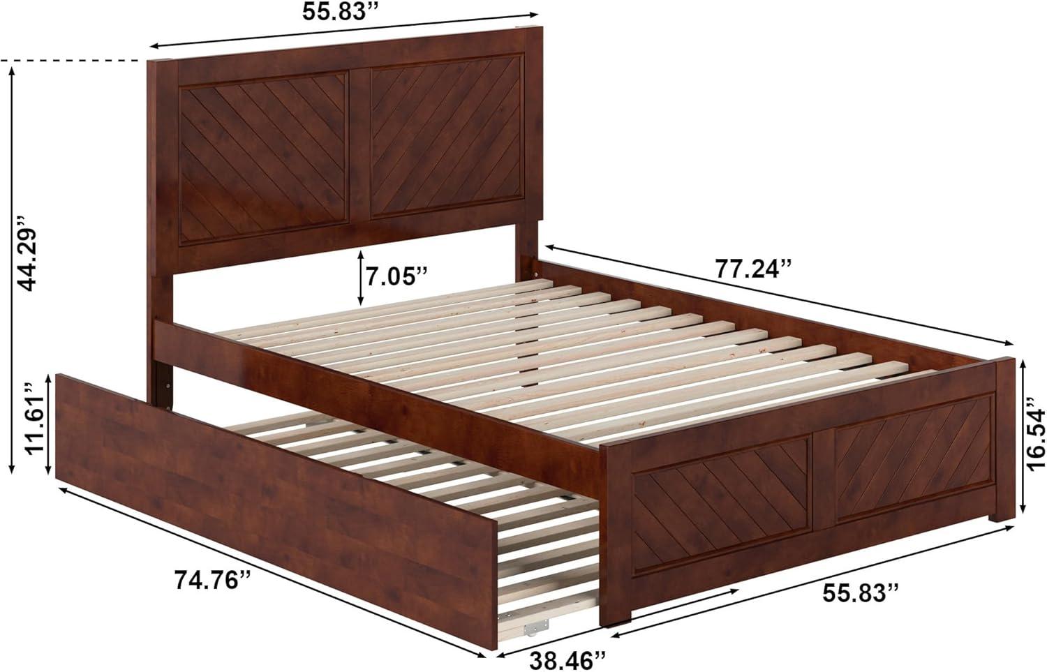 AFI Canyon Walnut Solid Wood Platform Bed with Matching Footboard & Twin Trundle, Full