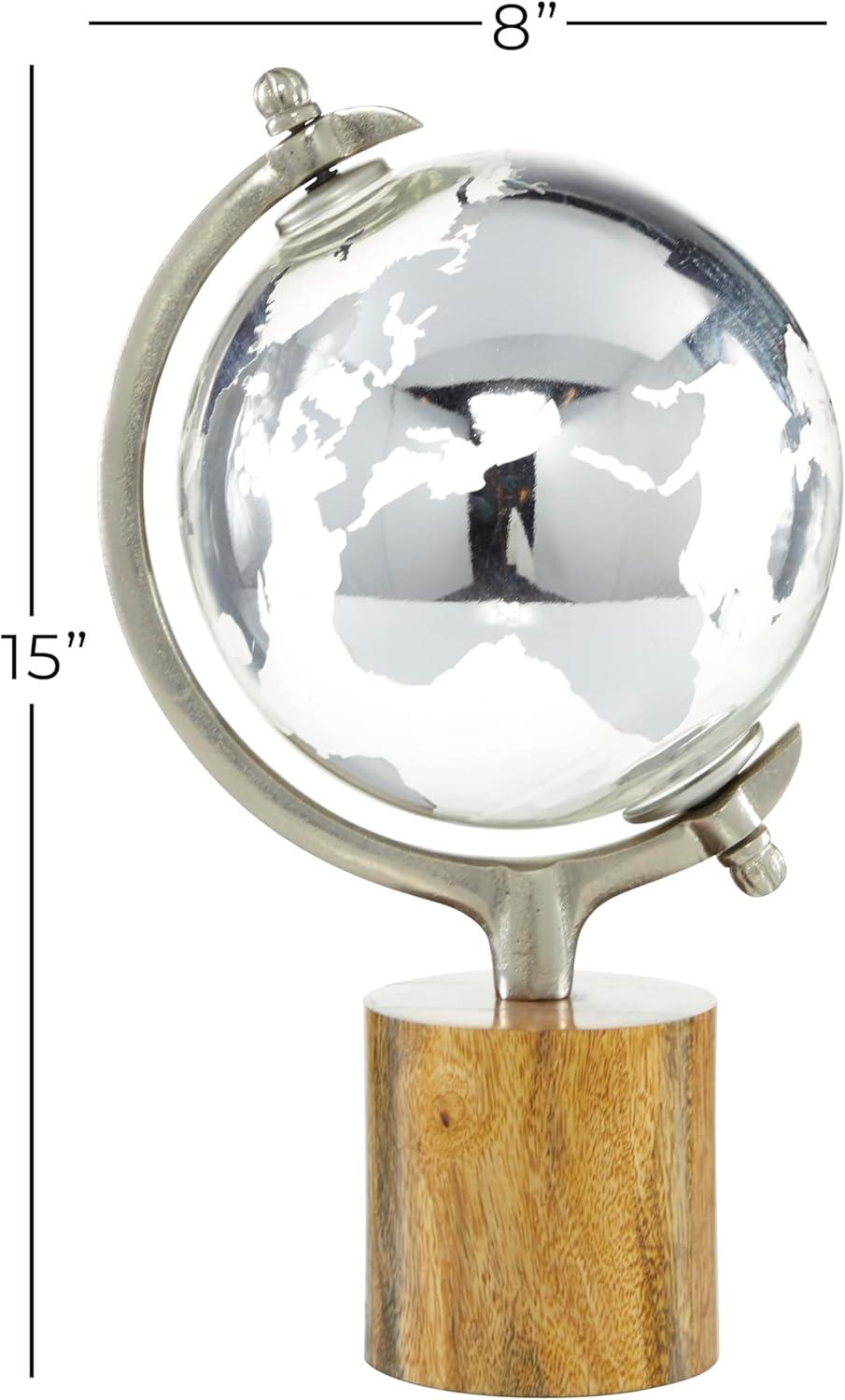 DecMode 8" Silver Globe with Brown Base