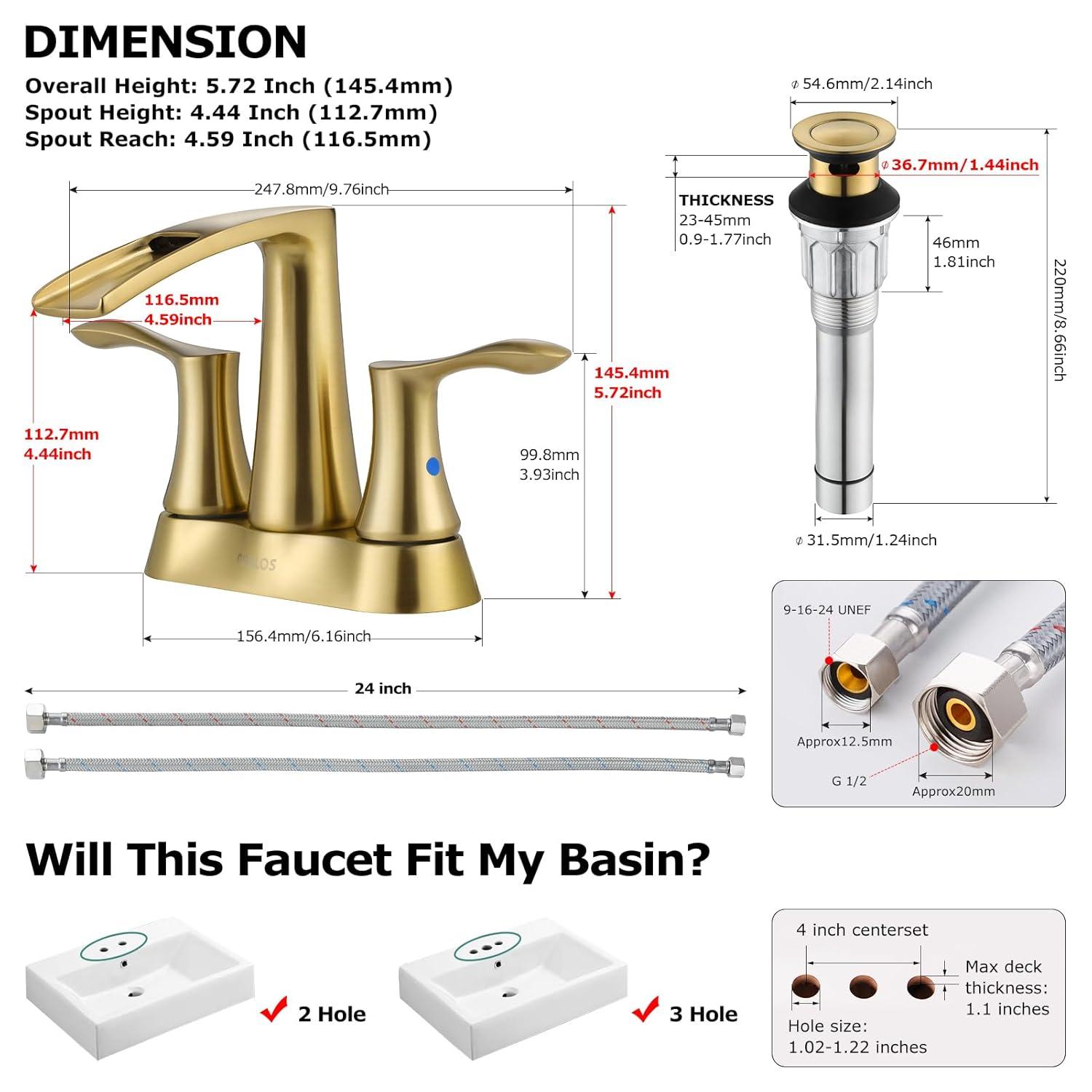 Doris Waterfall Centerset 2-handle Bathroom Faucet with Drain Assembly