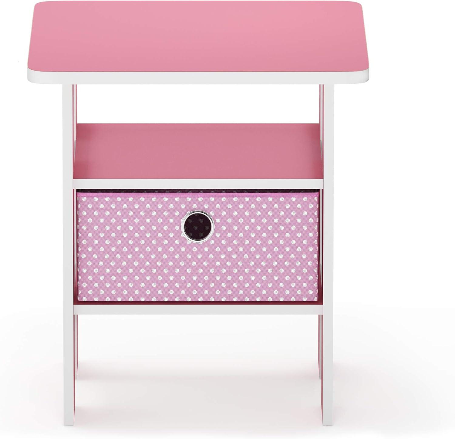 Furinno Andrey End Table Nightstand with Bin Drawer, Pink, 11157/PI/LPI