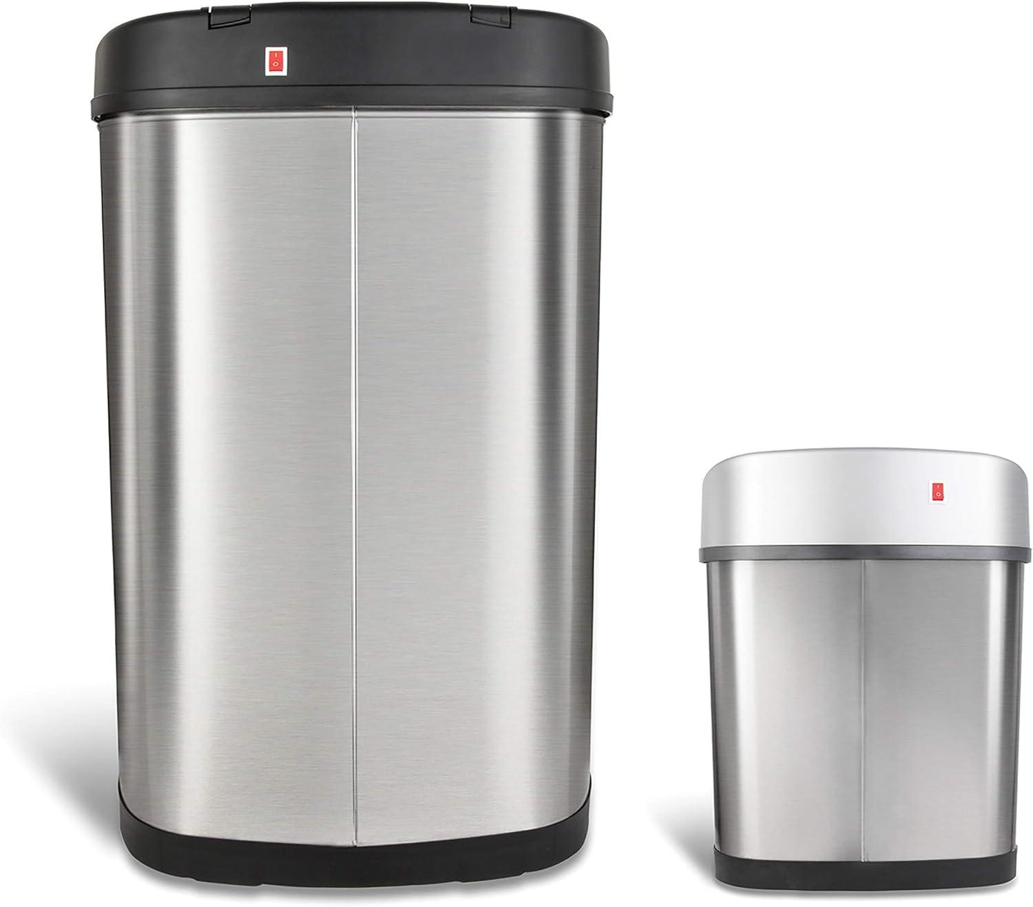 Stainless Steel Touchless Trash Can Set with Infrared Sensor