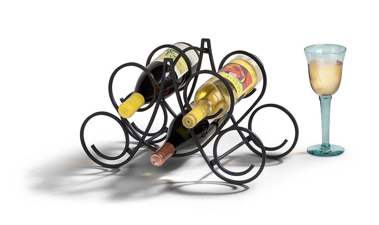 Bordeaux 9.75 in. x 16.5 in. x 7.5 in. Steel Knock Down 5-Bottle Wine Rack in Black